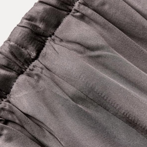 ZARA WOMAN EMBROIDERED GRAY SATIN EFFECT PANTS ZW COLLECTION SIZE XL NWT - Picture 6 of 9